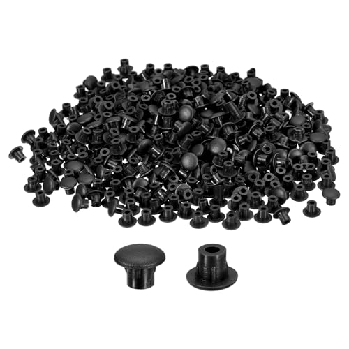 Image of uxcell 2000Pcs Screw Hole Plugs, 5mm(3 /16 inch) Dia Plastic Round Button Plugs Snap in Locking Hole Covers Flush Type Caps for Furniture Cabinet, Black