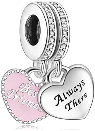 Annmors Best Family Charms for Woman-925 Sterling Silver Dangle Pendant Bead with Cubic Zirconia, Christmas Jewelry Gift for Women Men