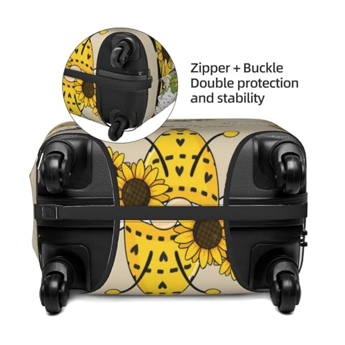 Gnomes Bees And Sunflowers Print Luggage Covers For Suitcase,Elastic Washable & Stretchable Suitcase Covers For Luggage, Anti-Scratch - Fits 18-32 Inch Luggage-No Luggage Included2