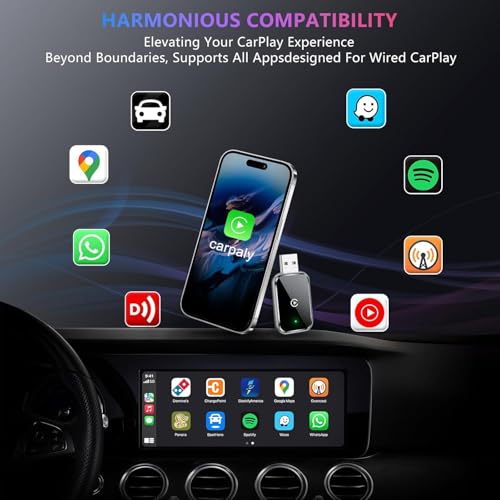 Image of Wireless carplay Adapt for iPhone(IOS10+).Phone-Car Connectivity.Wired to Wireless Smart car Machine Interconnection abox. Mini Size with Extended USB-A and Type-C