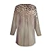 3/4 Length Sleeve Womens Tops Printed Curved Hem T Shirt Button Down Tops Comfy Blouses Dressy Plus Size Tunics（3-Khaki,M）