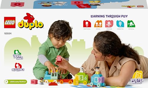 LEGO DUPLO Zahlenzug – Zählen Lernen – Spielzeug für Kleinkinder - Lernspielzeug für Kinder - Bunte Zahlenbausteine und 2 Spielfiguren – Kreatives Geschenk für Jungen & Mädchen ab 1 Jahr - 10954