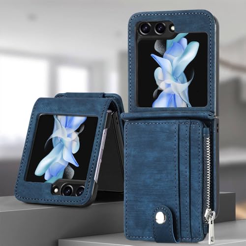 Étui en cuir bleu amovible Galaxy Z Flip 5 4 3 idéal pour vos sorties