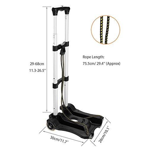 Anfan Folding Luggage Cart Portable Personal Moving Hand Truck 2 Wheels Foldable Platform Truck Shopping Cart - Support 80Lbs Capacity (Black) #TOP4