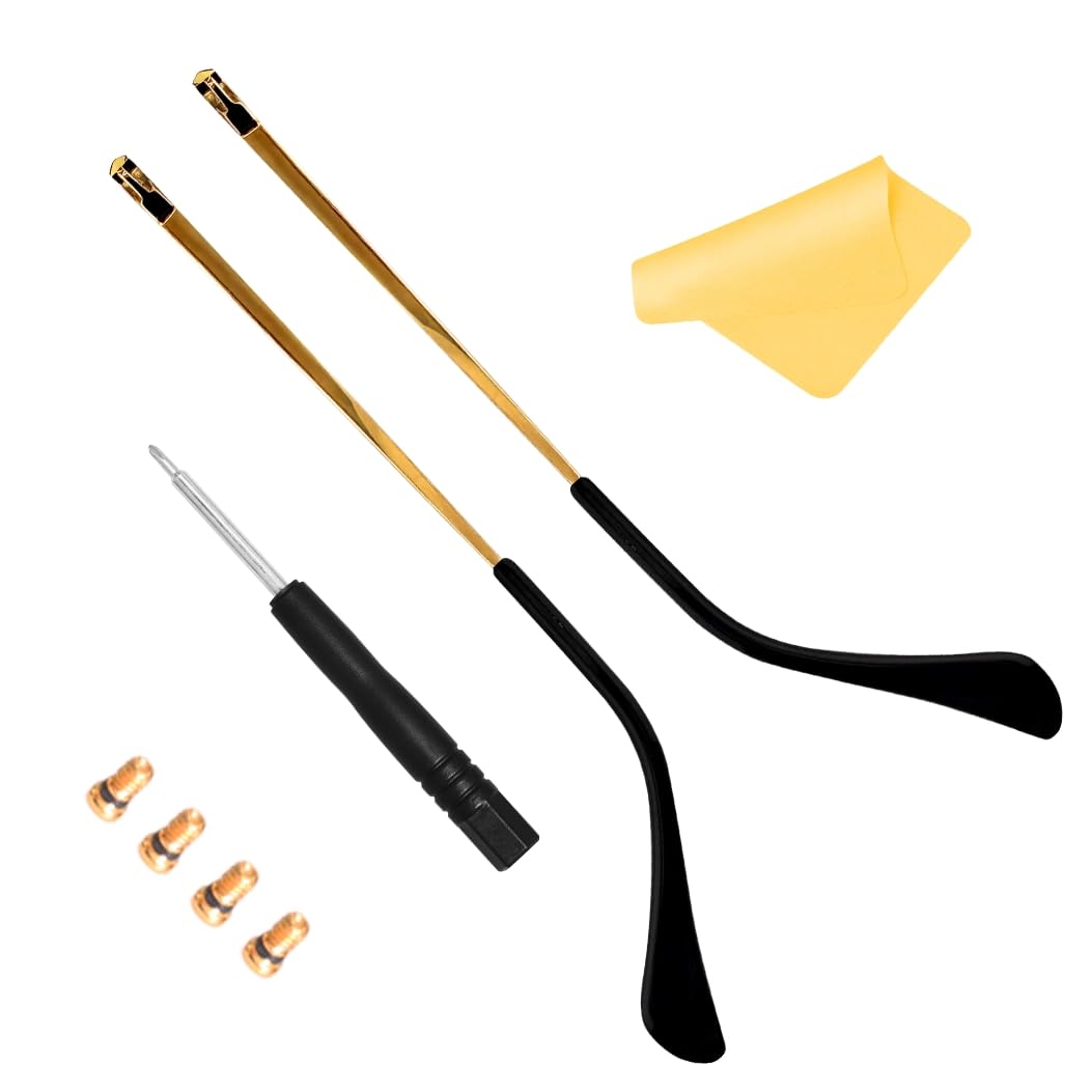 Occhiali da sole templi braccia Sostituzione per RB3689 RB3449 RB1969 RB1972 RB1971 RB3648M RB3648 RB3597 RB3764 RB3697 RB3561 Occhiali da sole 4pcs viti panno (oro e nero)