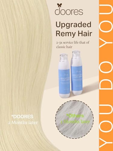 Image of DOORES sew in hair extensions real human hair, Platinum Blonde 24 Inch 120g, Hand Tied Weft Extensions for Women Long Straight