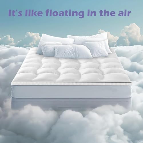 WhatsBedding Memory Foam Mattress Topper, Pressure-Relieving Cooling Mattress Pad with Secure Strap Design for Back Pain, Soft and Supportive Bed Topper