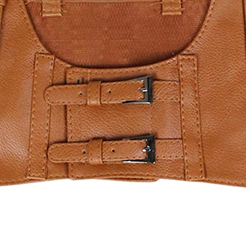 Deevoka Corpete de Couro Sintético com Design Vintage, Marrom
