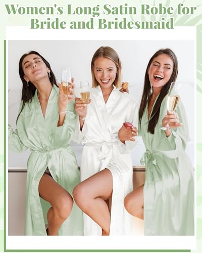 Image of Xtinmee 6 /12pcs Long Satin Kimono Robe, Sleepwear