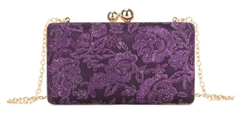Pochette en dentelle florale pour femme sac de soirée rigide