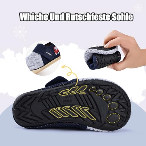 IceUnicorn Hausschuhe Kinder Atmungsaktive Pantoffeln Leicht Rutschfest Turnschläppchen Hüttenschuhe Jungen Mädchen Slippers für Kindergarten(Blau Feuerwehrauto,28/29EU)