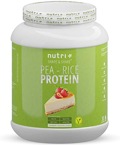 Erwteneiwitpoeder - Aardbeienkaastaart 1kg - Rijsteiwitpoeder zonder soja, lactose & melk - Eiwitpoeder Vegan Aardbeienkaastaart 1000g - met Duits erwteneiwit