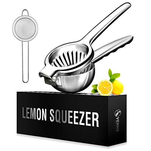 Lemon Squeezer Large Capacity Citrus Lemon Lime Orange Juicer Hand Press 304 Stainless Steel Manual Juicer with Filter