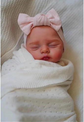 RXDOLL Schlafende Reborn-Babypuppe, Mädchen, Irys, realistische Neugeborenenen-Puppe, weiches Tuch, Körpergewichtete Babypuppen, die echt aussehen, Silikon-Baby-Puppe für Kinder ab 3 Jahren – Bild 3