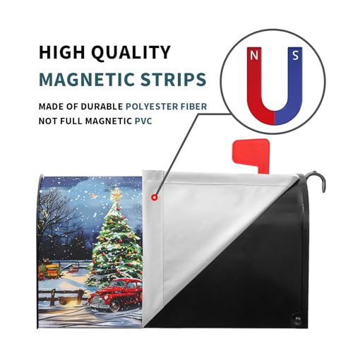 Image of Winter Mailbox Covers Magnetic Standard Size 18 X 21 Inch Christmas Tree Mailbox Cover Snowman Red Truck Mailbox Wraps Post Box Cover Decoration Outdoor Garden Home Yard Outside