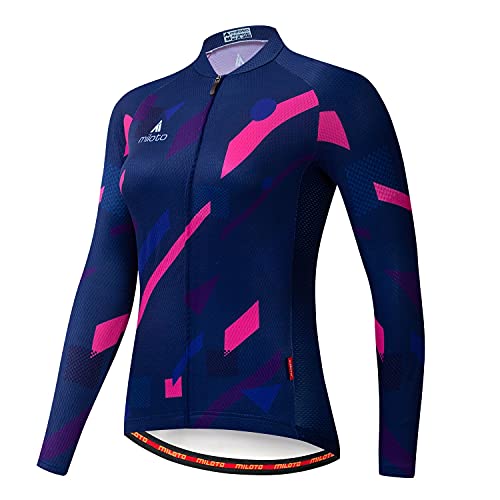 MILOTO Cycling Jerseys Long Sleeve Women Biking Shirts Team Bike Bicycle Long Clothing(AH,Large)