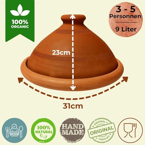 Original Tajine aus Marokko, unglasiert 30 cm f. 3-4 Personen - 2