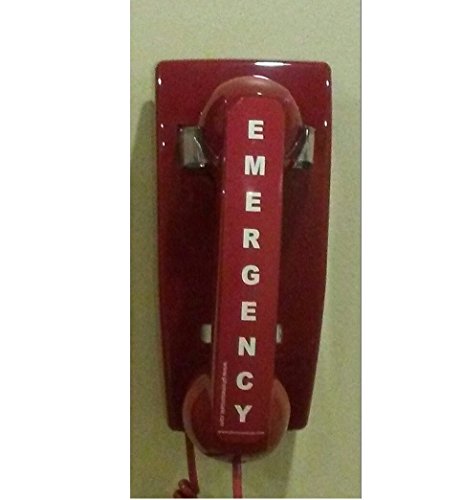 Teléfono de pared rojo de emergencia programado al 911