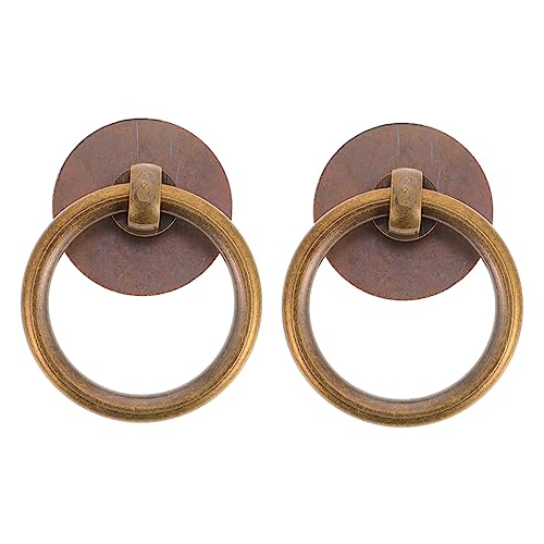 VILLFUL 2pcs Drawer Door Handle Dresser Pulls Drawer Pulls Ring Vintage Door Knobs Dresser Ring Handles Ring Drawer Pulls Dressers Cabinet Ring Handles Drawer Ring Handles Brass