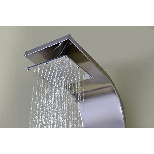 Anzzi Shower Head Panel Tower System, Echo Brushed Steel Stainless Steel Metal, 3 Turbo Jetted & Multi Functional, High Pressure Jet Rainfall + Handheld Wand Attachment Combo, Wall Mount Sp-Az022 #TOP3