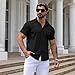 Lasjixion Men’s Slim fit Muscle Dress Shirts Short Sleeve Button Down Shirts for Men Black