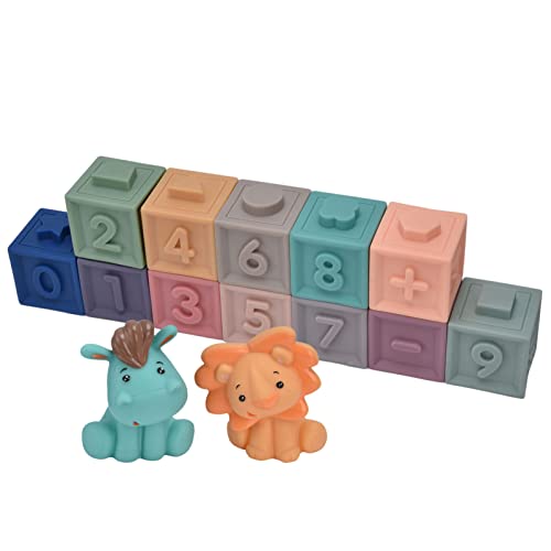 Squeeze Toy, Bright Colors Mastigável 14 unidades de blocos macios para bebês em relevo para criança