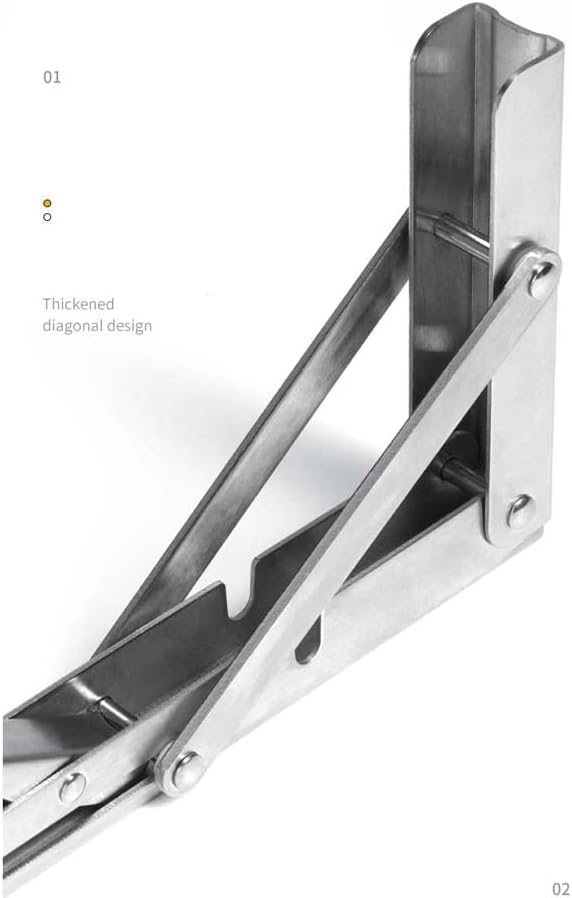 2 Pack Heavy Duty Stainless Steel Folding Shelf Brackets with Extra Sturdy Screw 90 Degree L Shape Floating Wall Mounted Shelves Brackets Space Saving for Table Work Bench