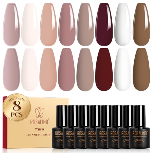 ROSALIND 8PCS Cateye Gel Polish with Magnet Stick - Magnetic Cat Eye Gel Nail Polish Sparkle Diamond Effect Magic Magnetic Glitter Soak Off Led Nail Art DIY Salon