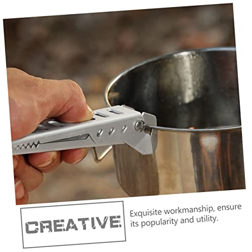 PRETYZOOM 4 Pcs Pot Holder Griddle Tools Camping Pot Gripper Handle Outdoor Accessories Grabber Mason Outdoor Cooking Stove Pans Anti Portable Griddle Kitchen Gadget Silver Aluminum Alloy - Image 4