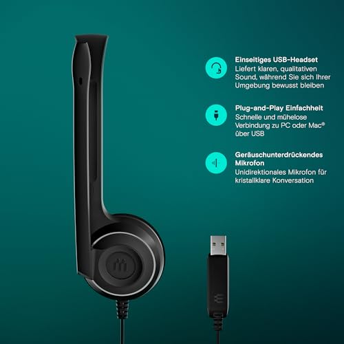 EPOS PC7 USB Mono-Headset für PC & Mac - Leichtes kabelgebundenes On-Ear-Headset, Mikrofon mit Geräuschunterdrückung, USB Plug-and-Play… – Ansicht 3
