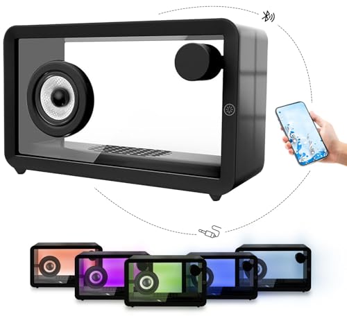 Transparent Portable Bluetooth speakers, RGB Wireless Bluetooth Speaker, Retro Cassette Portable Speaker Bluetooth, Rechargeable Party speakers with 16W HD Sound, use for Home, Travel & Living Room