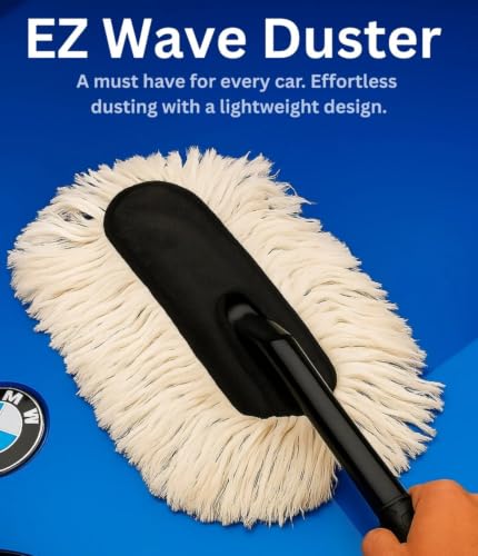 Image of 5 in 1 Combo EZ Wave Car Duster Kit with 2 Pcs Interior Car Cleaning Detailing Tool, 1200GSM Microfiber Cloth, Handing Air Fresher (Combo - 5 Pack)