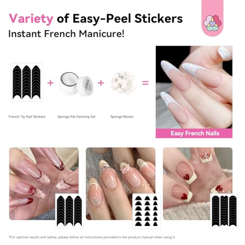 Image of SAVILAND Ombre Gel Nail Polish Kit: 6 Colors Painting Gel with Nail Sponges Gradient Blush Effect Solid Gels Polish French Tip Tools Nail Art Design Cream Gels Nail Polish for Salon & Home DIY