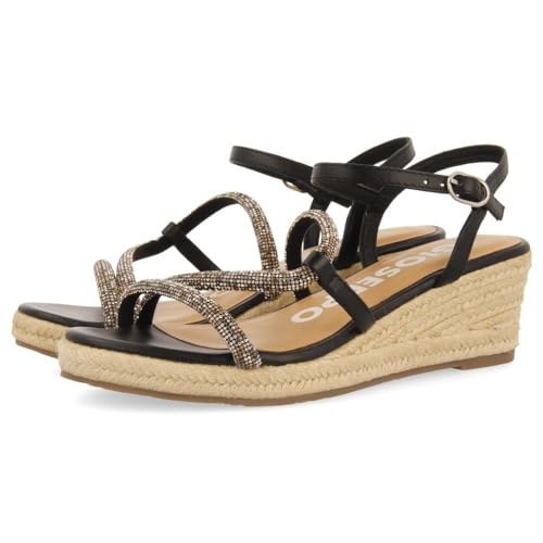 Sandales noires Catania compensées en jute pour gagner en hauteur confortablement