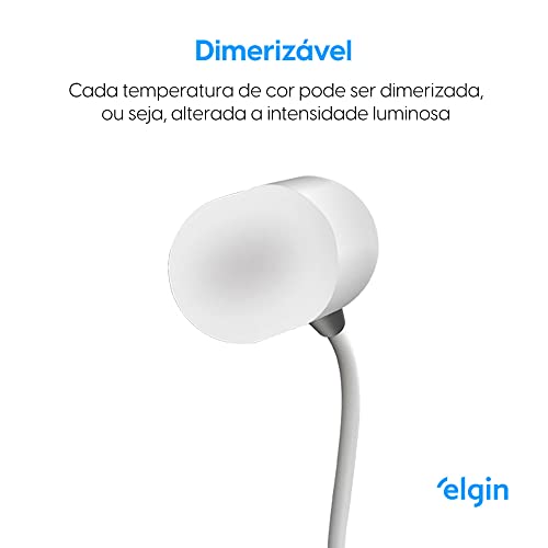 Luminária LED de Mesa 3 em 1 2700-6500k Elgin Com carregador Sem Fio e Caixa de Som Bluetooth Branca
