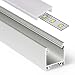 Produktbild 2m Aluprofil LINEA (LI) 2 Meter Aluminium Profil-Leiste eloxiert für LED Streifen - Set inkl Abdeckung-Schiene milchig-weiß opal mit Montage-Klammern und Endkappen (2 Meter milchig click)