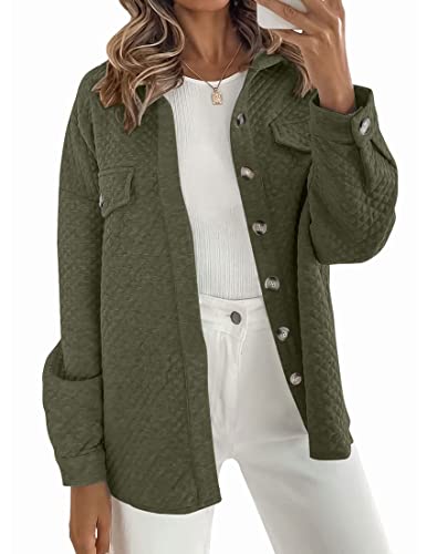 ZESICA Women's 2025 Fall Casual Long Sleeve Button Down Loose