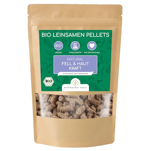 Bio Leinsamen Pellets – Fellwechsel Unterstützung für Hunde, Kaninchen und Pferde - Reich an Omega-3, Natürlich & Rein