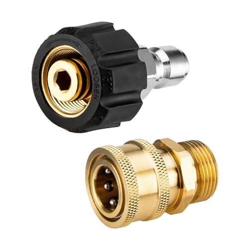 AURORA CAR Pressure Washer Adapter Set Quick Connect Kit M22 14mm to 3/8 Inch Quick Connect Pressure Washer Hose Adapter