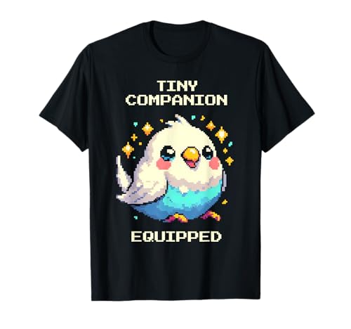 Pequeño compañero equipado | Budgie Pixel Art Design Camiseta