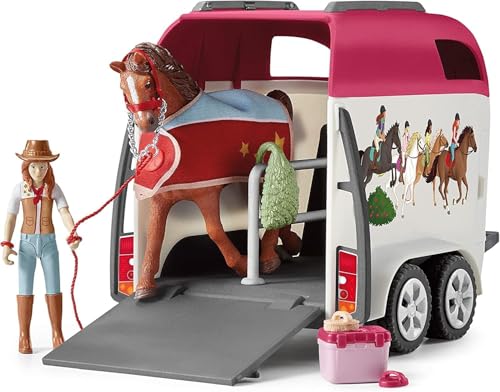 SCHLEICH HORSE CLUB — 42535 Horse Adventures with Car and Trailer Horse Play Set, 110 Piece Set of Horse Toys for Girls and Boys Ages 5+