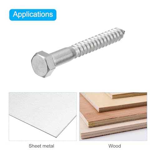 QUARKZMAN 20 Stück Sechskant-Holzschrauben aus Edelstahl 304, teilgewinde, 1/2 x 4
