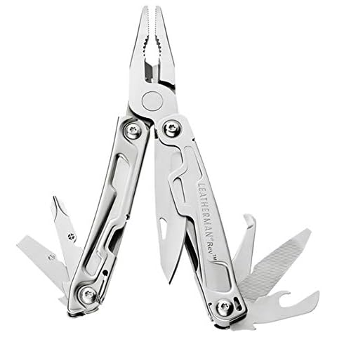 LEATHERMAN, Rev Pocket Size Multitool with Package Opener and Screwdrivers, Stainless Steel Cover