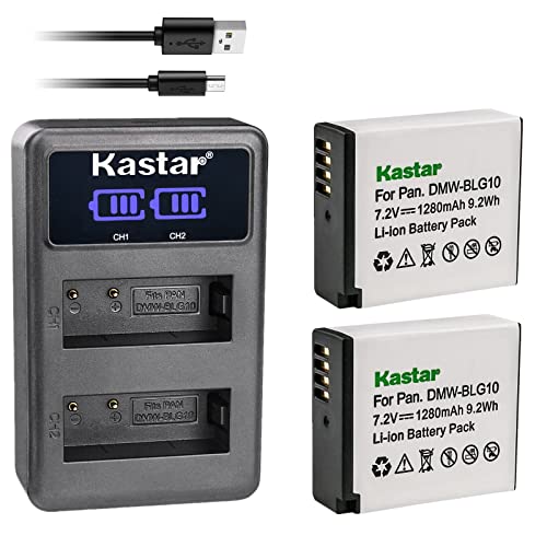 Kastar CH-LED2-2B-BLG10-G 2-Pack Bp-Dc15 Battery And Led2 Usb Charger Compatible With Leica Bp-Dc15 Battery, Leica Bc-Dc15 Charger, Leica Type 109 Leica C-Lux Leica D-Lux Leica D-Lux 7 Digital Cameras cover
