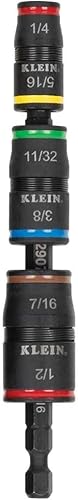 KLEIN TOOLS 32907 Impact Driver, juego de enchufes de impacto SAE 7 en 1, juego de enchufes abatibles con tamaños de destornillador de tuercas de