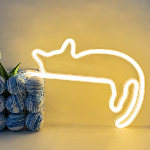 UExnkj-Y Gato Letrero de Neon Cat Señal de Neon Alimentado por USB pared bar fiesta decoración gato luz de neón color cálido