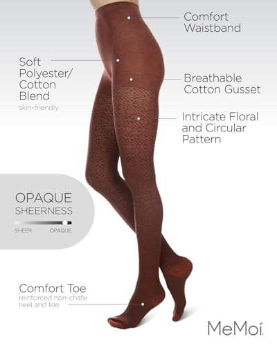 MeMoi Women's Flattering Floral and Circular Pattern Sweater Tights3