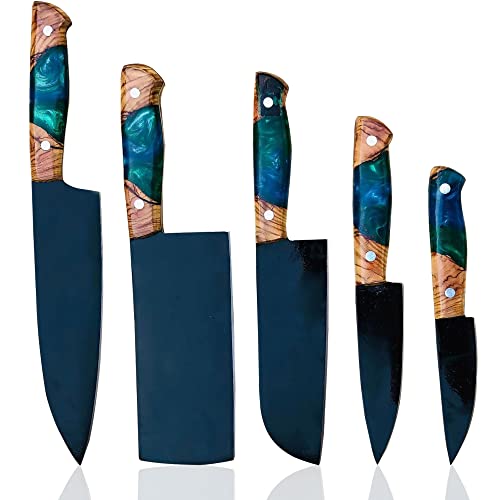 CraftTal Handgefertigtes D2-Kochmesser-Set, komplettes Küchenmesser-Set, Hacken, Ausbeinen, Schneidmesser-Set, Geburtstag, Jahrestag, Weihnachten, Geschenkidee Cover