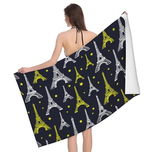 Novastar Glod Toalla de playa de secado rápido, toallas de microfibra de la Torre Eiffel para el cuerpo, toallas de baño suaves para baño, toallas de playa personalizadas, a prueba de arena, toallas