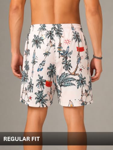 Image of Leriya Fashion Men's Rayon Printed Shorts | Elastic Waist Printed Summer Outfit | Relaxed Fit Casual Short's with Pockets | Lightweight Beach & Lounge Wear | Gym Boxer Shorts for Men